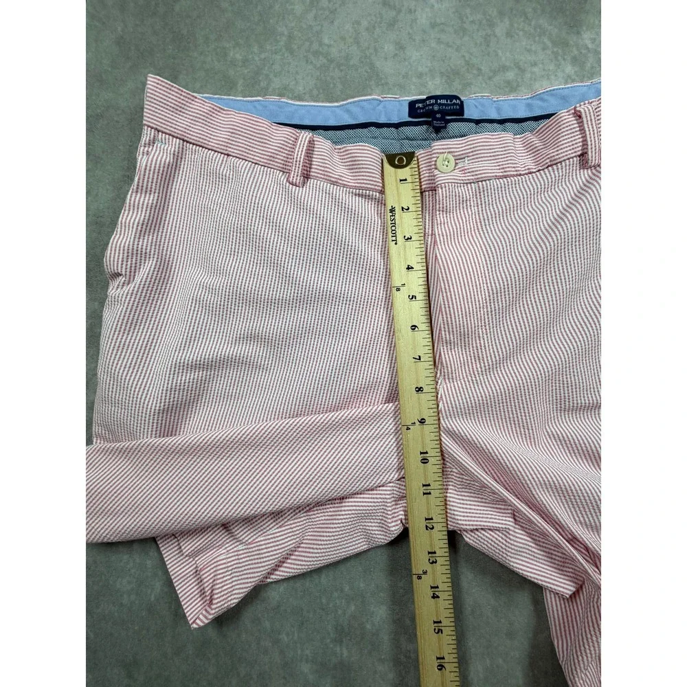 Peter Millar Mens 40 Crown Crafted Matlock Seersucker Shorts Pink Stripe Golf